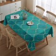 thumbnail image 2 of Teal and Gold Geometric Lattice Pattern Rectangle Tablecloth 60"x84",Waterproof Polyester Rectangle Table Cloth, Wipeable Spillproof Polyester Tablecloth for Dining, Camping, Indoor and Outdoor, 2 of 5