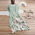 thumbnail image 3 of 2026 ! Womens Clothes asdoklhq Womens Plus Size Dresses,Women Vintage Print Patchwork O-Neck Short Sleeve Summer Plus Size Maxi Dress, 3 of 5