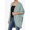thumbnail image 3 of TheMogan Women's S~3X Draped Jersey Knit 3/4 Sleeve Oversized Open Front Cardigan, 3 of 7