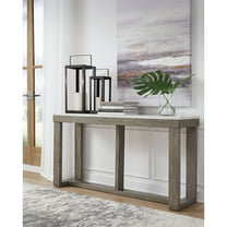 Signature Design by Ashley Loyaska Casual Sofa Table with Marble Top, Brown & White