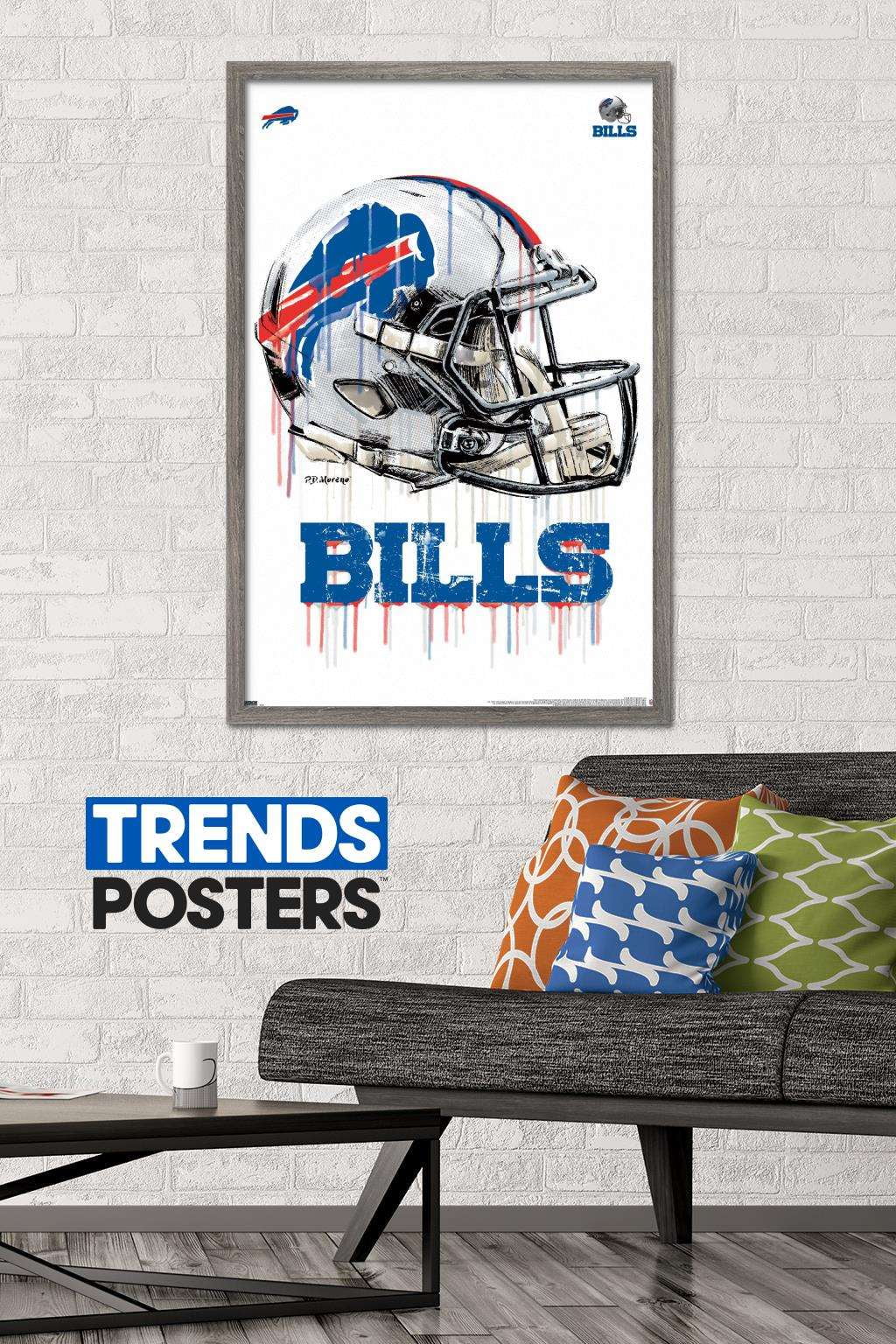 NFL Buffalo Bills - Drip Helmet 20 Wall Poster, 22.375" x 34", Framed