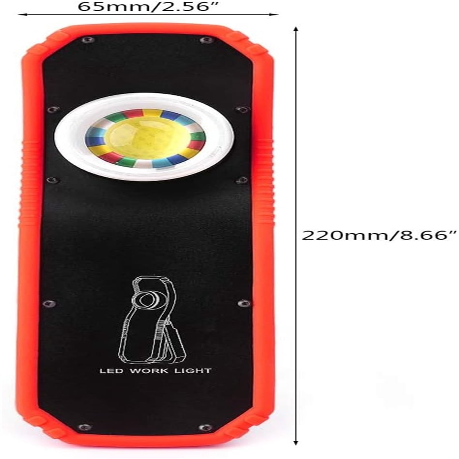 Magnetic Led Light, 8X2 In, Rechargeable Power, Flashlight for Work, Under Vehicle Inspection, Red Edge, 1 Pc