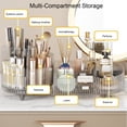 thumbnail image 3 of yeacher Organisateur de Maquillage Rotatif avec Design Gris Transparent, Rangement à Compartiments Multiples pour Pinceaux, Rouges à Lèvres et Accessoires, Compact pour Coiffeuse Ou Bureau, 3 of 4