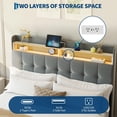 thumbnail image 4 of Yeshouse Estructura de cama con cabecero y 2 cajones de almacenamiento, estructura tapizada con luz LED, cama moderna y suave con toma de carga y USB, tejido de felpa suave, silenciosa, 4 of 9