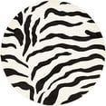 thumbnail image 1 of Unique Loom Wildlife Collection Animal Inspired with Zebra Design Area Rug, 4 ft x 4 ft, Ivory/Black, 1 of 5