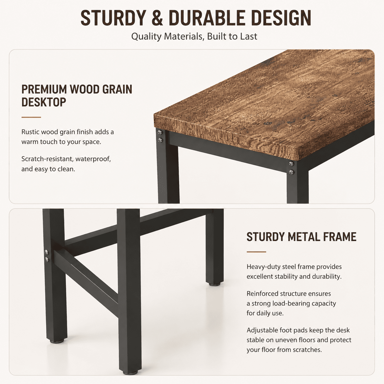 BSHTI 60.24" MDF Dining Room Table Set with Metal Frame, 3 Stools, Space-Saving Design for Kitchen Dining Room(Natural)