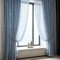 thumbnail image 5 of Cutout Star Layered Curtain, No Drill Magic Tape Self Adhesive Window Drapes, Double Layer Sheer Blackout Curtain for Bedroom Home Window Decor, 5 of 6