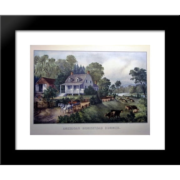 American Homestead Summer 20x24 Framed Art Print by Currier and Ives