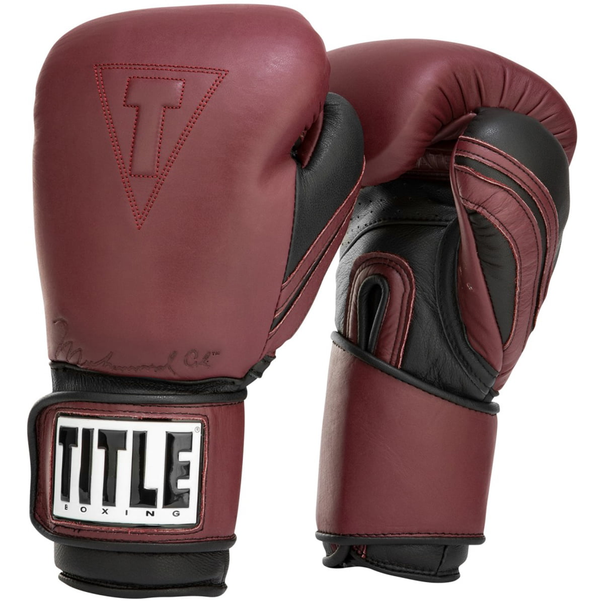 Title Boxing Ali Authentic Lace Up Leather Training Boxing Gloves Maroon 