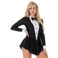 thumbnail image 3 of inhzoy Robe de Patinage Artistique pour Femmes, Costume de Jeu de Rôle Smoking, Justaucorps de Danse Noir m, 3 of 7