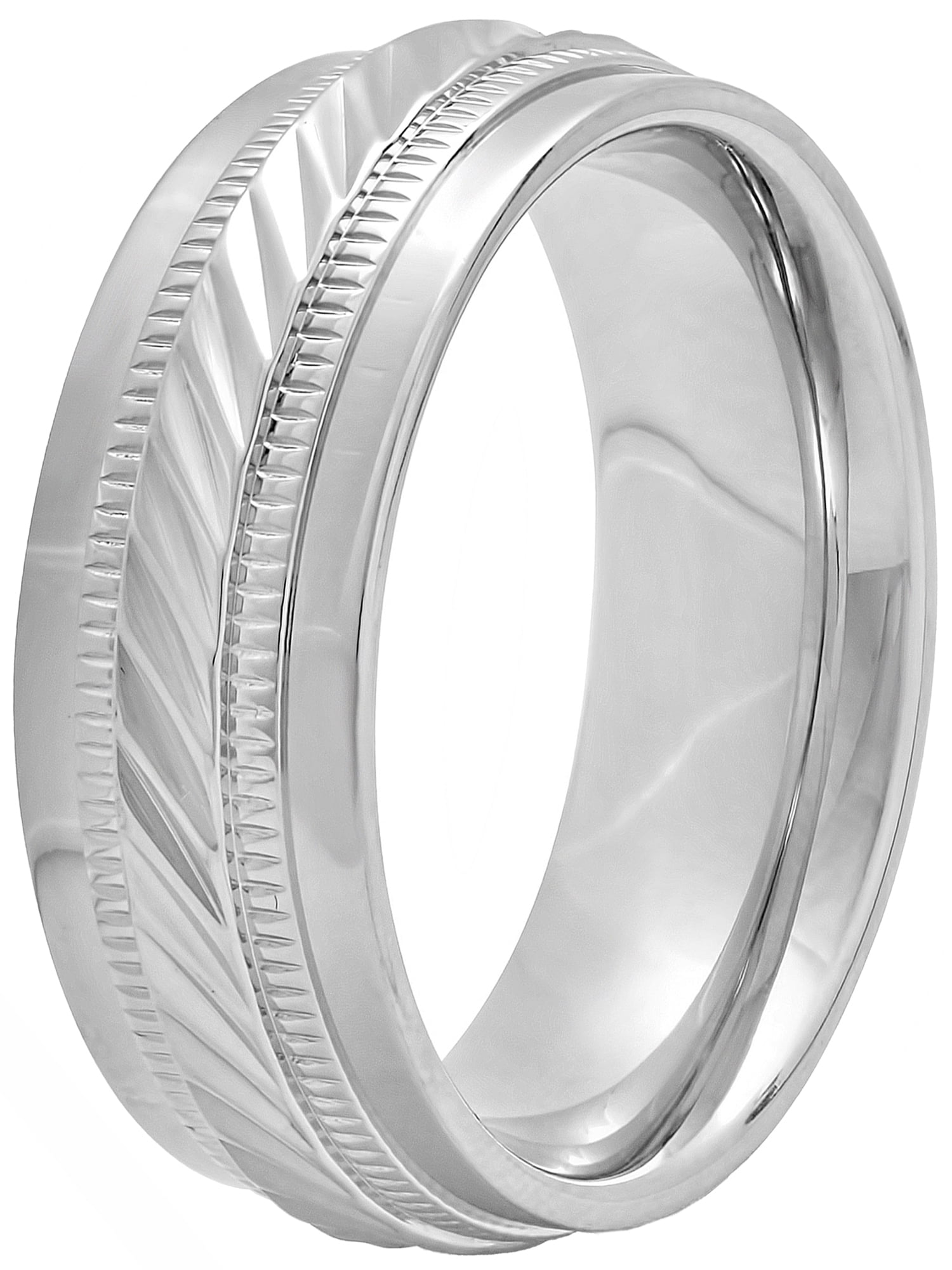 JewelrySuperMart Collection Sterling Silver 6mm Grooved Wedding Band with Beveled Edges JewelrySuperMart Collection Sterling Silver 6mm Grooved Wedding Band with Beveled Edges