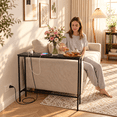 thumbnail image 4 of Ktaxon Modern 31.5" Narrow Console Sofa Table with 1 Charging, Long Couch Table Metal Frame with 4.9ft Extension Cord, Black, 4 of 8
