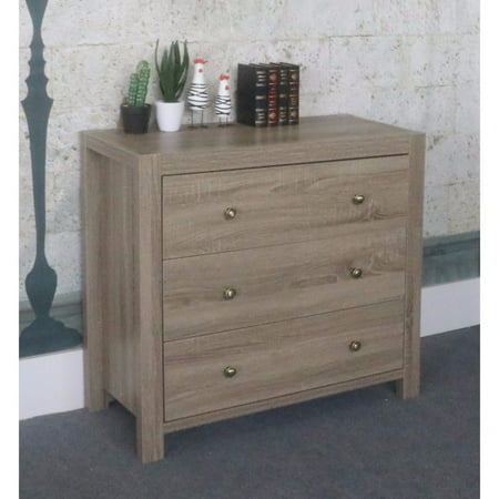 3 Drawer Storage Chest With Brass Knob Brown Finish Walmart Com