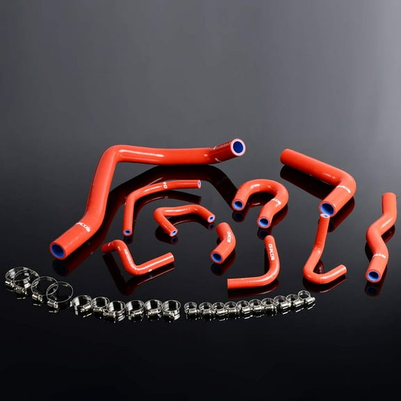 PIT66 Silicone Radiator Hose Kit Red with Clamps Fit for 88-91 Civic/CRX EE EF/CR-X Base/DX/HF/Si