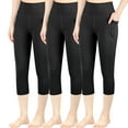 thumbnail image 1 of BIG ELEPHANT Paquete de 3 Pantalones de Yoga de Cintura Alta para Niñas - Leggings Capri Atléticos para Entrenamiento con Bolsillos Laterales, Perfectos de Running, Bailar y Fitness, Tallas S-XXL, 1 of 6