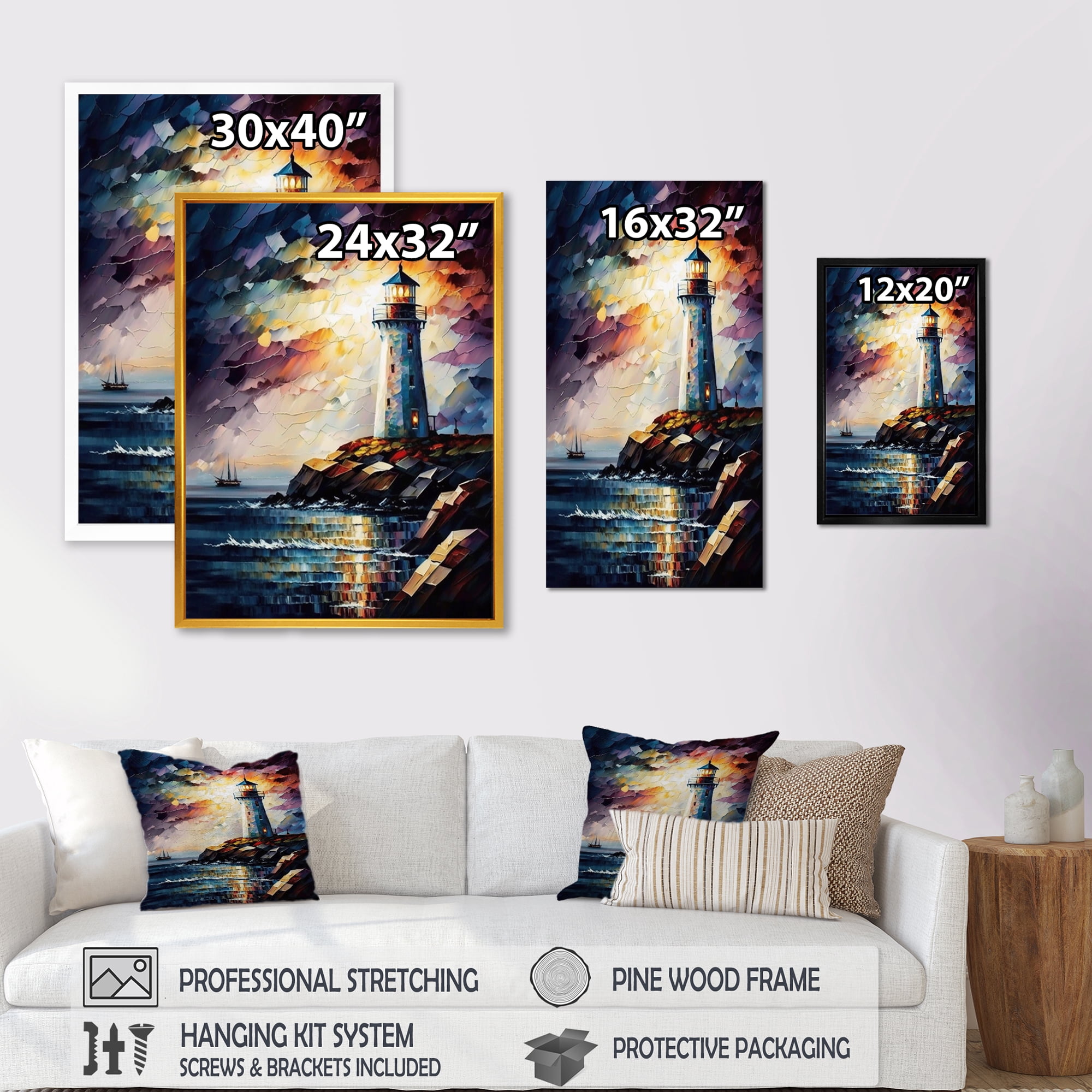 Designart Lighthouse On The Coast III Canvas Wall Art