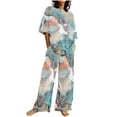 thumbnail image 1 of Hauts à Manches Courtes pour Femmes Ensemble d'Été Mode Imprimé Couleur Pantalon Décontracté Ensemble Deux Pièces Hauts à Manches Courtes pour Femmes Hauts d'Été pour Femmes avec Manches, 1 of 5
