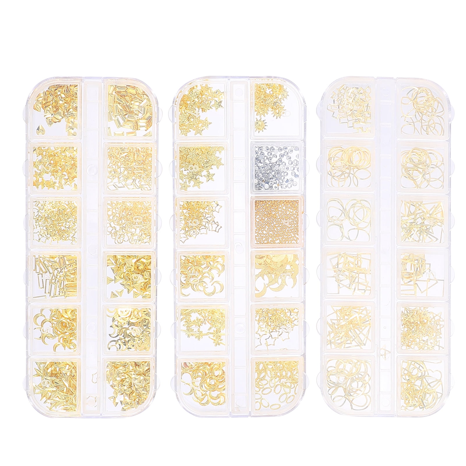 Miangastore Nail Decoration Box Rivet Sequins 3Sets 5.11X2.08X0.51In For Christmas Themed Party