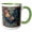 Green/White, variant on 3drose, Rooster Chicken William Morris Style Botanical Red Green Farm Bird, 11oz Two-tone Red Mug