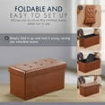 thumbnail image 4 of Ornavo Home 30 Inch Foldable Storage Ottoman Bench, Tufted Large Faux Leather Storage Ottoman, Storage Chest, Foot Rest Stool, Bedroom Bench with Storage - (Mocha), 4 of 7