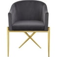 thumbnail image 3 of Home Square 2 Piece Velvet Dining Chair Set with Gold Metal Base in Gray, 3 of 4