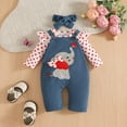 thumbnail image 4 of Baby Girls Long Sleeve Romper Floral Two Pieces Bow Jumpsuits and Headband Set Red A 3-6 Months, 4 of 7