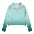 thumbnail image 4 of Bnwani Sweatshirt for Girls Zip Mock Neck Long Sleeve Half Zip Crop Fleece Sweatshirt Gradient Pullover, 4 of 5