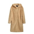 thumbnail image 4 of NARABB Women Warm Faux Coat Solid Color Furry Faux Jacket Long Sleeve Hood Outerwear Overcoat, 4 of 5