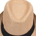 thumbnail image 3 of Moda Hombres Mujeres Sombrero de Paja Cinta de Contraste Fedora Ala Rizada Unisex Panamá Jazz Trilby Sombrero Gorra, 3 of 8