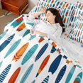thumbnail image 3 of Castle Fairy Flat Striped Surfboard Full Size Bedding Sets 7 Pieces,Dotted Surf Board Tile Print Full Size Bed in a Bag,Orange Navy,Reversible, 3 of 7