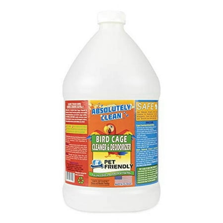 Absolutely Clean Amazing Bird Cage Cleaner and Deodorizer - Just Spray/Wipe - Safely & Easily Removes Bird Messes Quickly and Easily - Made in The USA (128 oz Gallon)