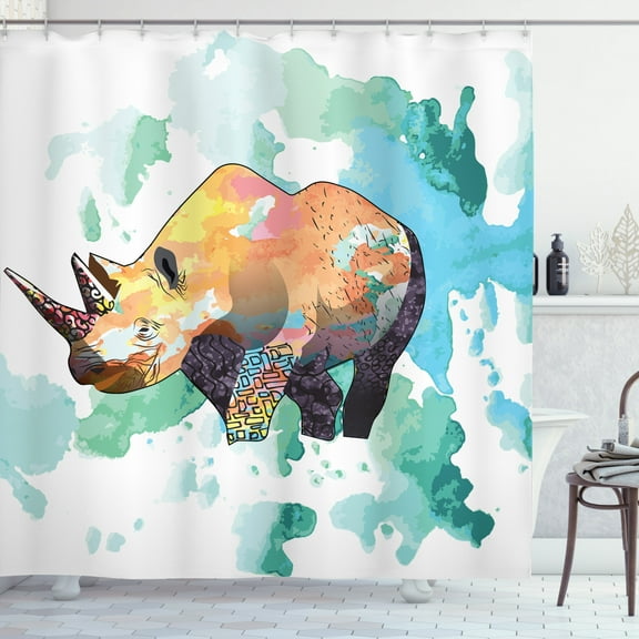 Ambesonne Animal Shower Curtain, Watercolor Animal Wilderness, 69"Wx84"L, Multicolor