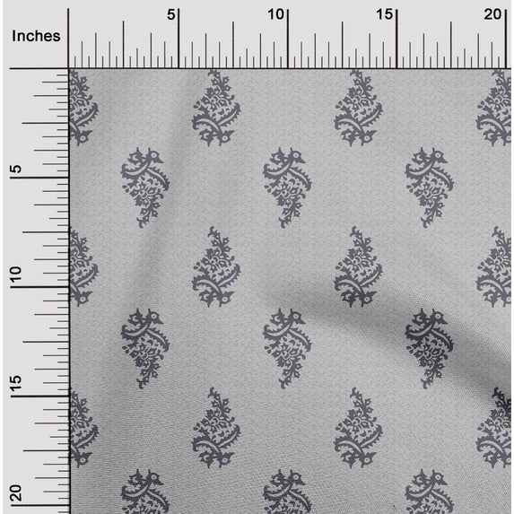 oneOone Viscose Jersey Fabric Leaves & Floral Block Fabric Prints By Yard 60 Inch Wide