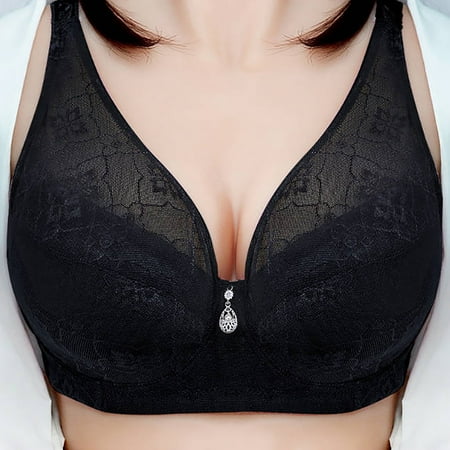 Up to 50% off Women Bras  Xunlbb Plus Size New Slim And Oversized Lingerie Large Cup Bra Sexy Lace Bra Comfortable And Breathable Bra Everyday Bras(Black XL)