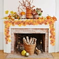 thumbnail image 6 of Artificial Maple Leaf Garland | Halloween Multicolor Rattan Hanging Vine with Mini Pumpkins | Faux Plastic Foliage Fall Decoration for Home Fireplace Party | 1pc 175cm (68.9in), 6 of 6