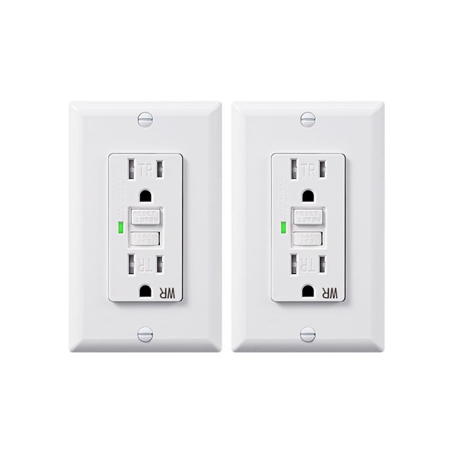 Salida GFCI DEWENWILS de 15 amperios con autocomprobación con indicador LED, paquete de 2