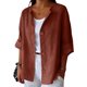thumbnail image 2 of TaTaai Women's Summer Cardigan Top V-Neck Long Sleeve Linen Cotton Blend Button Front Loose Fit Casual Blouse Gift, 2 of 4