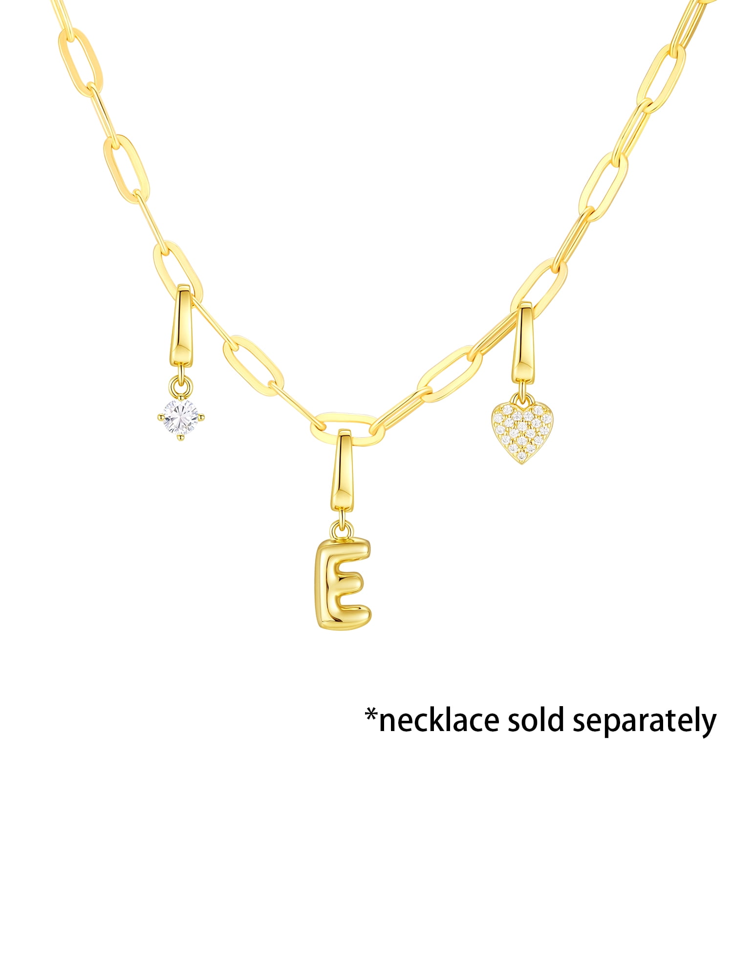 Brilliance Fine Jewelry Simulated Diamond Initial E Charm Set in 14KT Gold Plated Sterling Silver