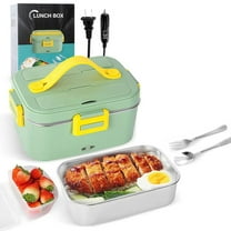 Vxdvou 80W Electric Lunch Box, 1.8L Portable Food Warmer with 110V & 12V Power Cords, Leak-Proof Stainless Steel Food Heater for Office, Home, Truck, Car, and Outdoor Use