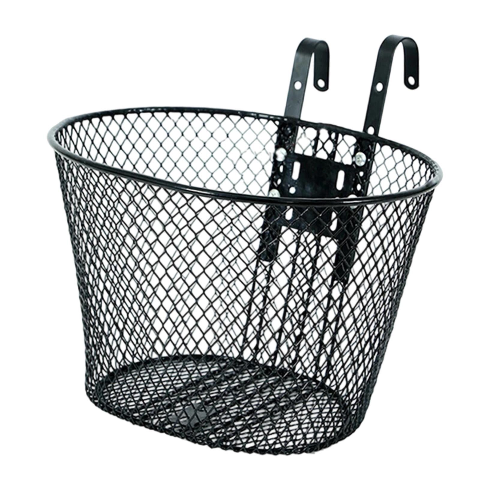 EHJRE Bike Front Basket Bicycle Front Handlebar Basket Sturdy Small Pet Dog Cat Carrier Hanging with Hooks for Beach Trips Shopping Black