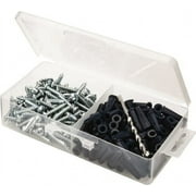 Value Collection 200 Piece, #10 to 12 Screw, Plastic & Steel Slotted/Phillips Drive Anchor Assortment Zinc Plated, 1" Long