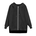 thumbnail image 2 of Gkeoshab Christmas Sweatshirt Women's Solid Color Raglan Sleeve Zip-Up Hooded Sweatshirt with Side Pockets, Athletic Inspired Jacket for Modern Casual Style and On-the-Go Comfort Black XL, 2 of 4