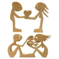 thumbnail image 3 of 2 Piezas de Escultura Familiar Tallada Pequeña Decoración de Estante para de Adorno de Amante Baoblaze none, 3 of 8