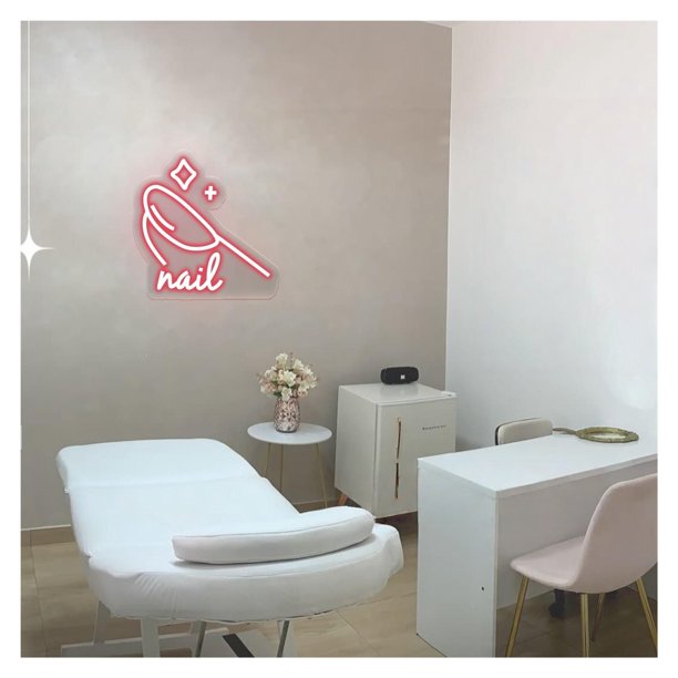 Letrero De Neón Para Salón Uñas, Ideal Para Decoración Pared Belleza Y Spa, Con Luz Regulable 39cmx40cm