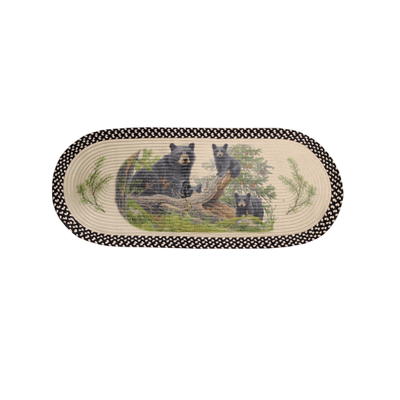 Rivers Edge Products Black Bears Braided Rug, 48 Inch Oval Shaped Indoor Area Rug, Use for Bedroom Rug or Kitchen Rug, Circle Rug, Round Rug, Oval Rug, Bear Wilderness Playground