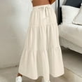 thumbnail image 4 of Mgmyaa Long Skirts for Women Drawstring High Waist A Line Skirt Casual Flowy Tiered Skirt with Pockets Summer Boho Maxi Beach Skirt, 4 of 6