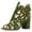 Green, variant on YDN Women Unique Peep Toe Chunky Mid High Heels Ankle Boots Cutout Design Back Zippers Booties Casual Dress Party Daily Shoes Size 7 Red