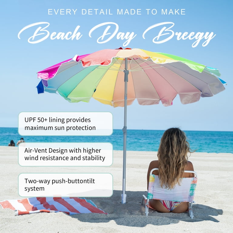 Ammsun 7.5 Ft Heavy Duty Beach Umbrella, Rainbow photo 7