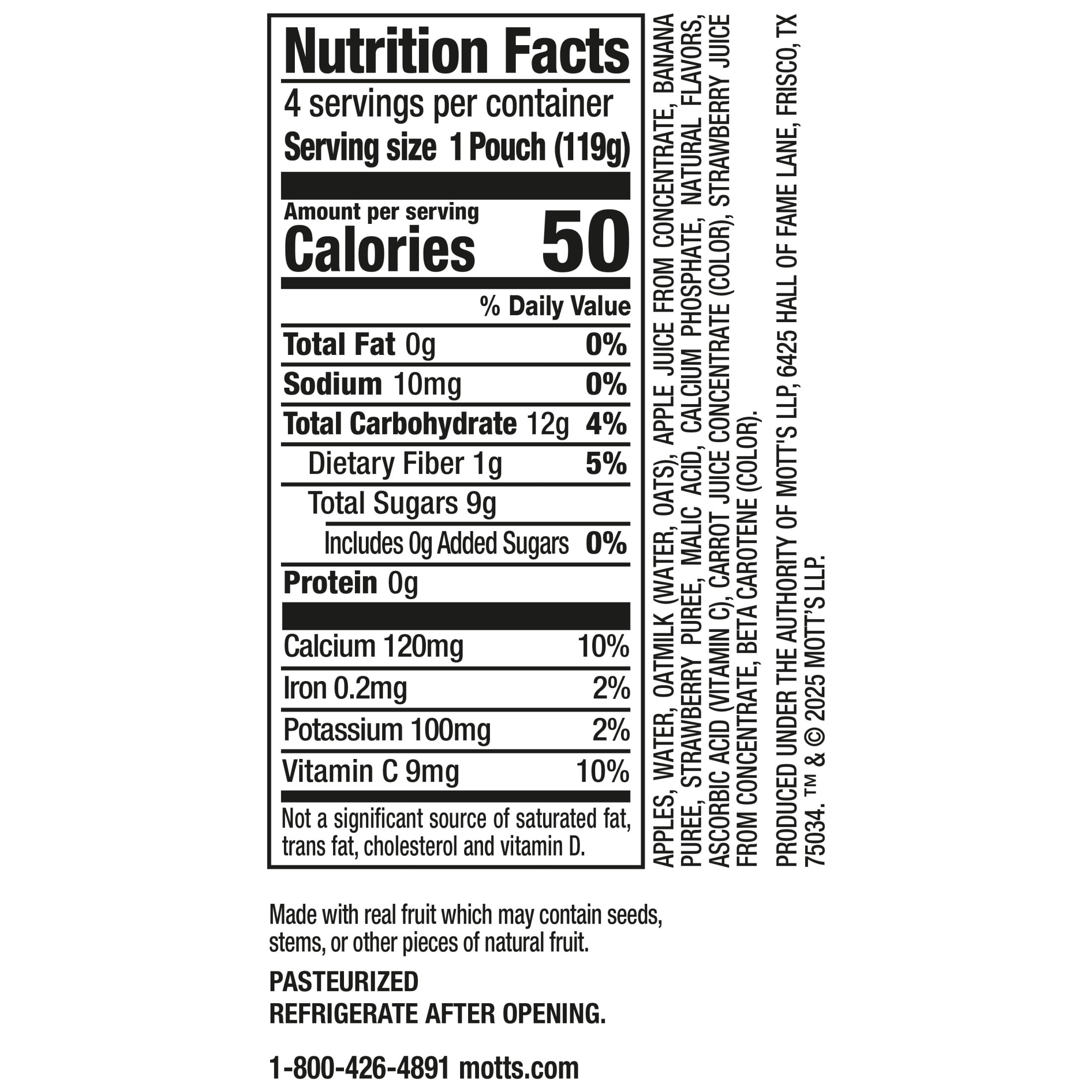 Mott’s Fruit Smoothie Strawberry Banana, 4.2 oz, 4 Pack Pouches