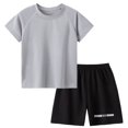 thumbnail image 5 of UACY 2 Pack Boys 2 Piece Summer Outfits Sweatsuit Kids Athletic Short Sleeve T-Shirts Workout Shorts Tracksuits Clothing Set (Grey, 7-8 Years), 5 of 9